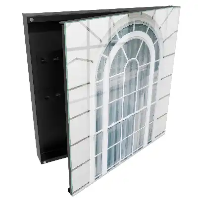 Armoire à clés fenêtre cintrée à cadres blancs