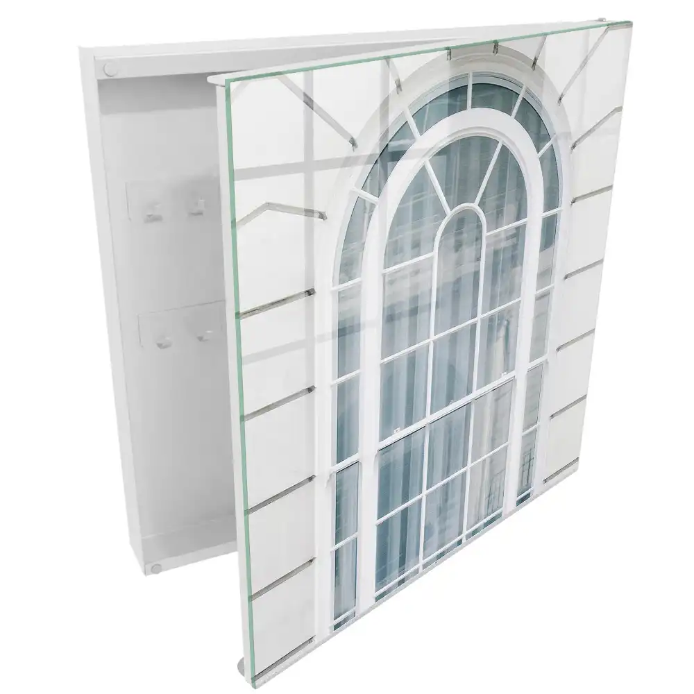 Armoire à clés fenêtre cintrée à cadres blancs
