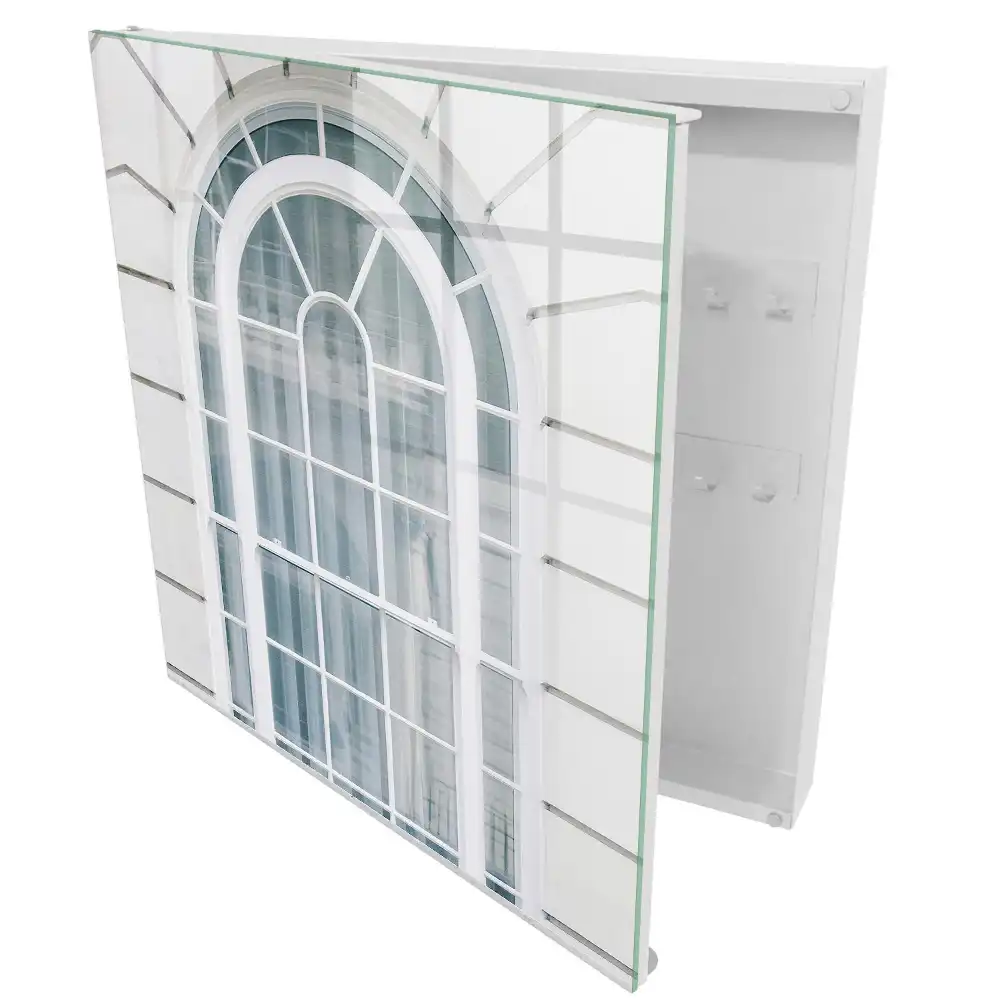 Armoire à clés fenêtre cintrée à cadres blancs