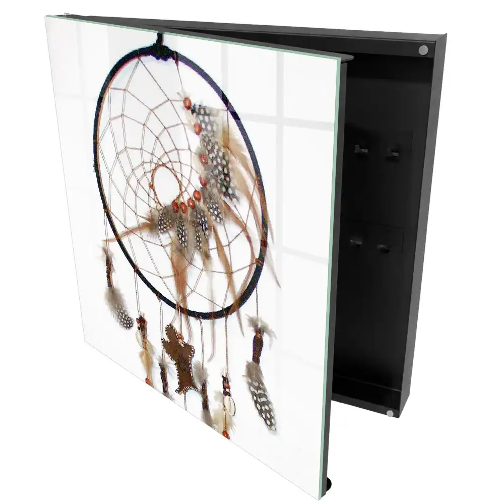 Armoire à clés plumes chaudes et motif ancien d'attrape-rêves