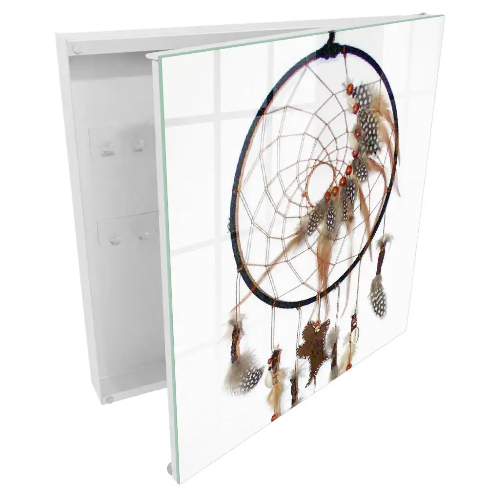 Armoire à clés plumes chaudes et motif ancien d'attrape-rêves