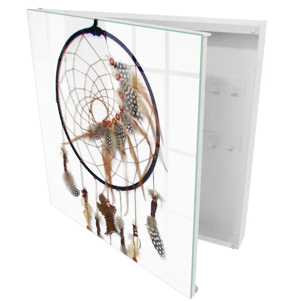 Armoire à clés plumes chaudes et motif ancien d'attrape-rêves
