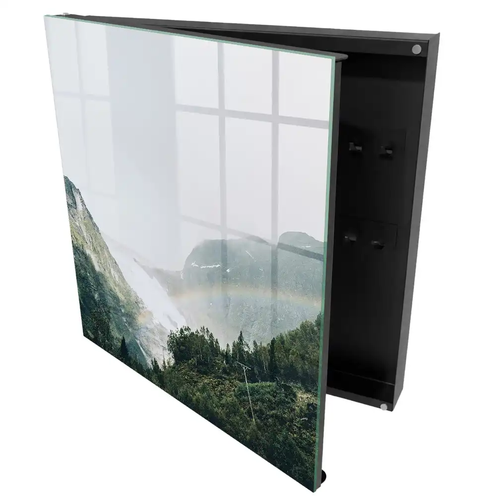 Armoire à clés des montagnes avec un arc-en-ciel et un glacier plein de fraîcheur