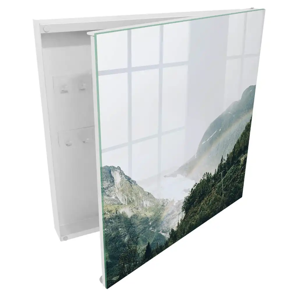Armoire à clés des montagnes avec un arc-en-ciel et un glacier plein de fraîcheur