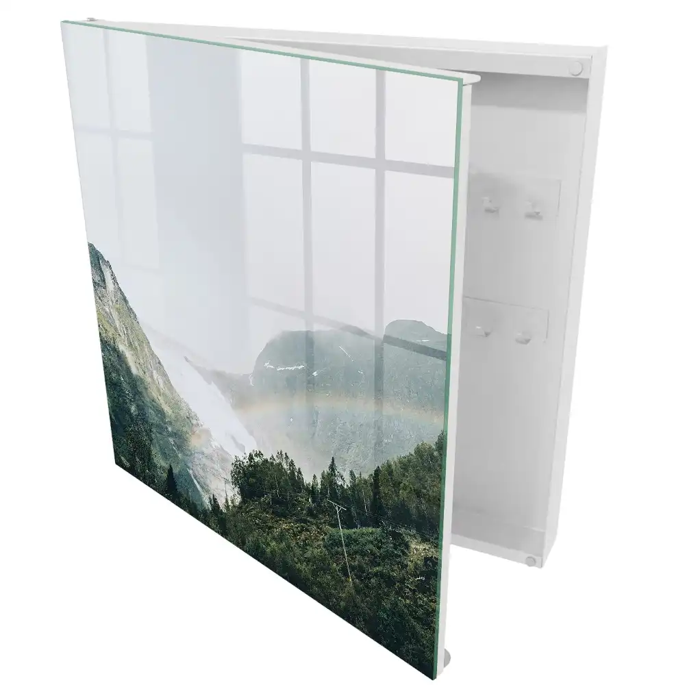 Armoire à clés des montagnes avec un arc-en-ciel et un glacier plein de fraîcheur