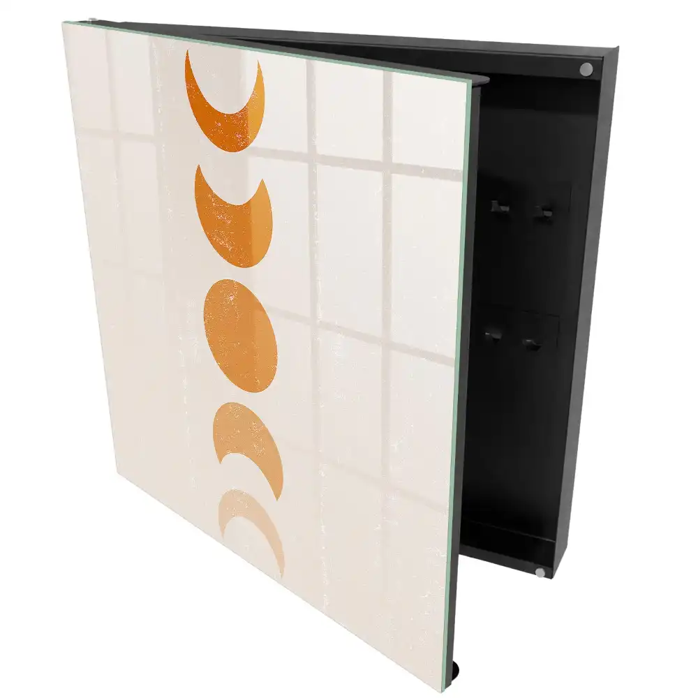 Boîte à clés phases de la lune orange sur fond clair