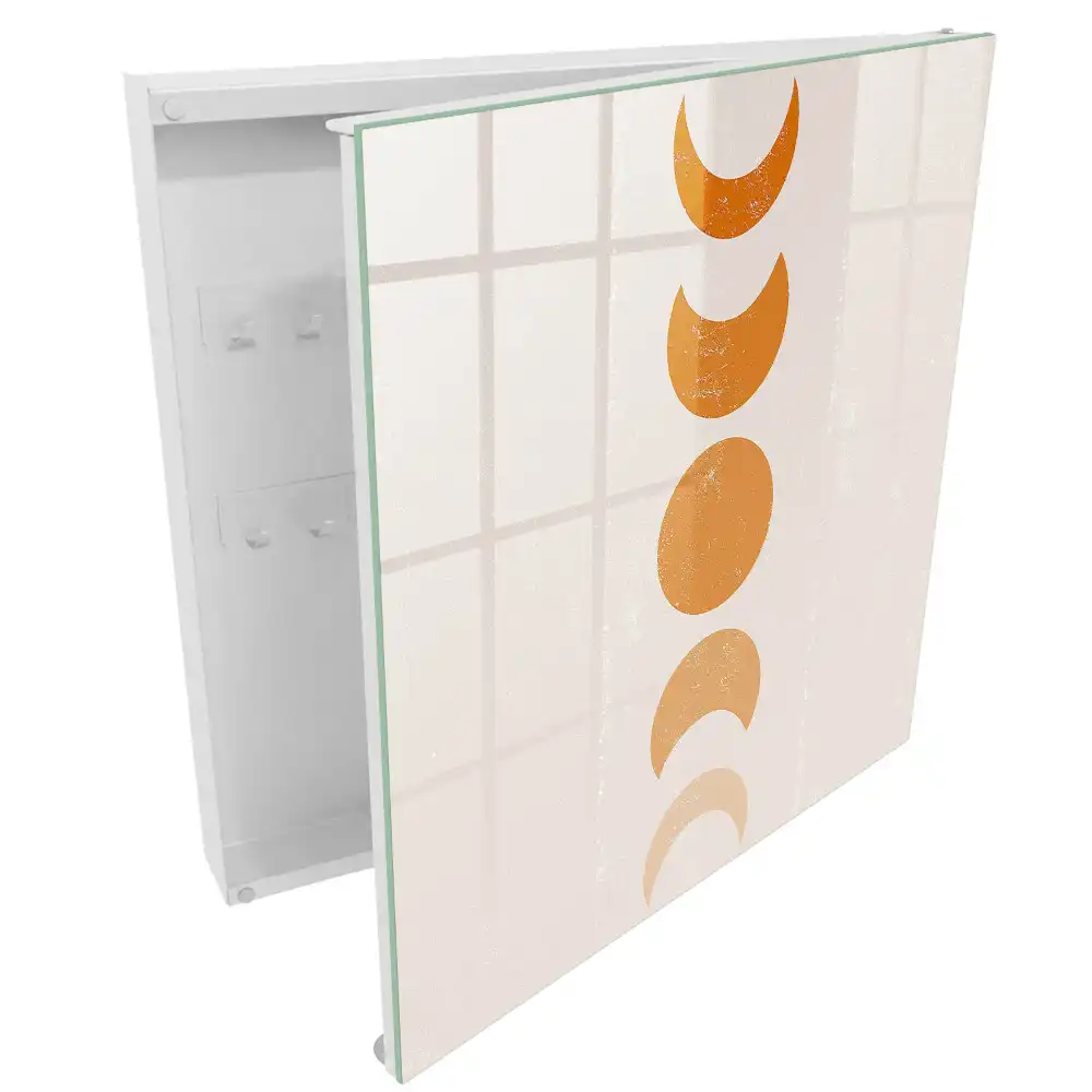 Boîte à clés phases de la lune orange sur fond clair