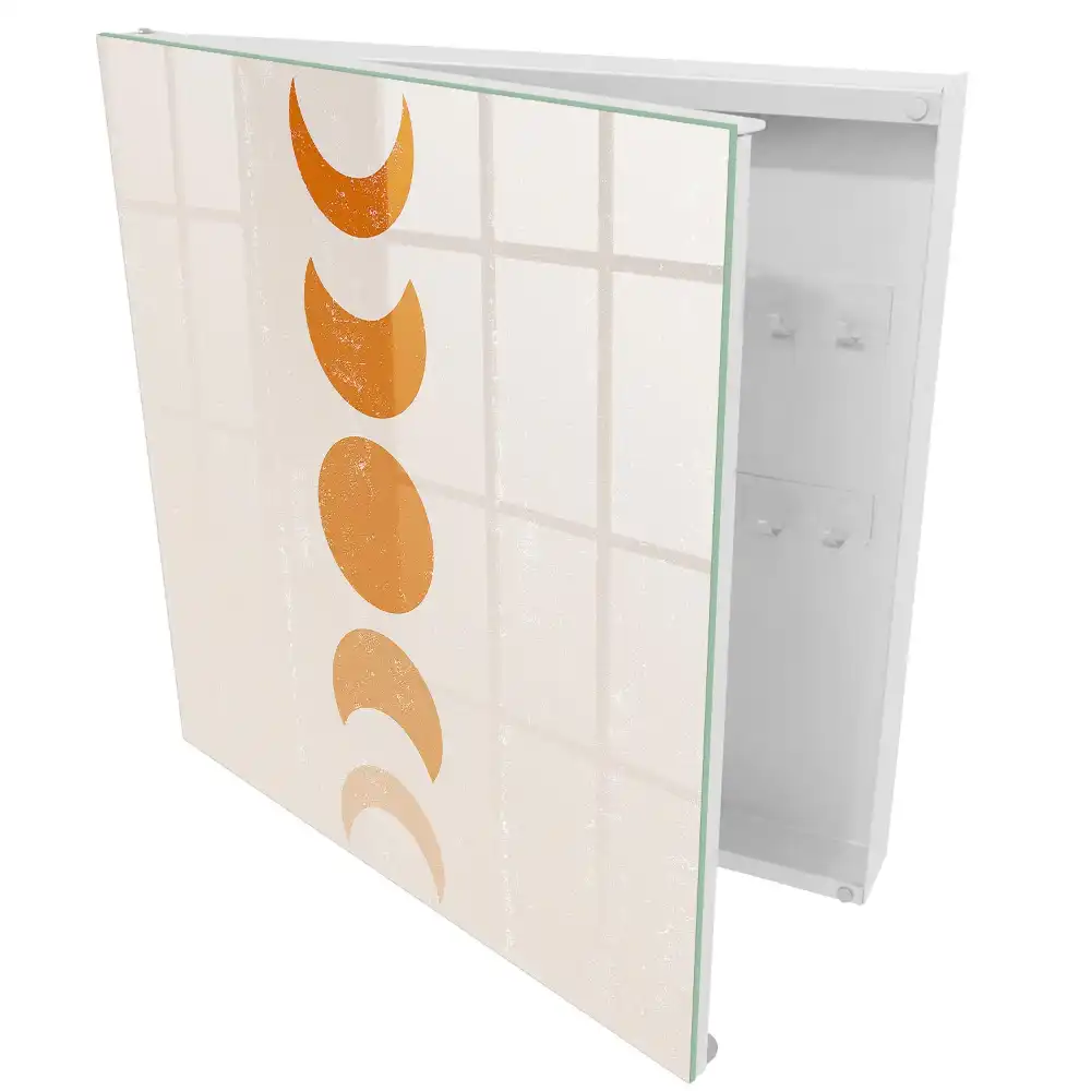 Boîte à clés phases de la lune orange sur fond clair
