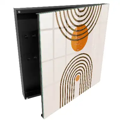 Armoire à clés motifs géométriques style rétro couleurs chaudes