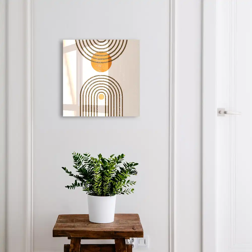 Armoire à clés motifs géométriques style rétro couleurs chaudes