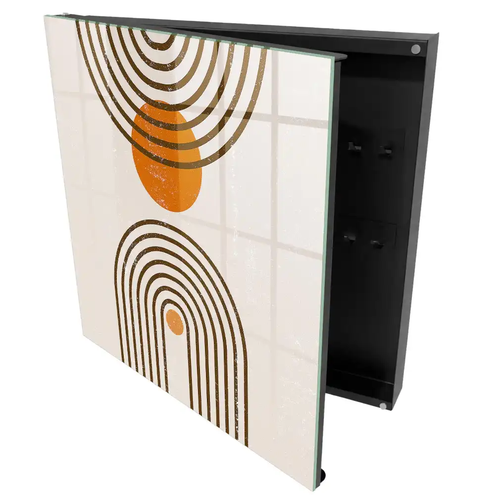 Armoire à clés motifs géométriques style rétro couleurs chaudes