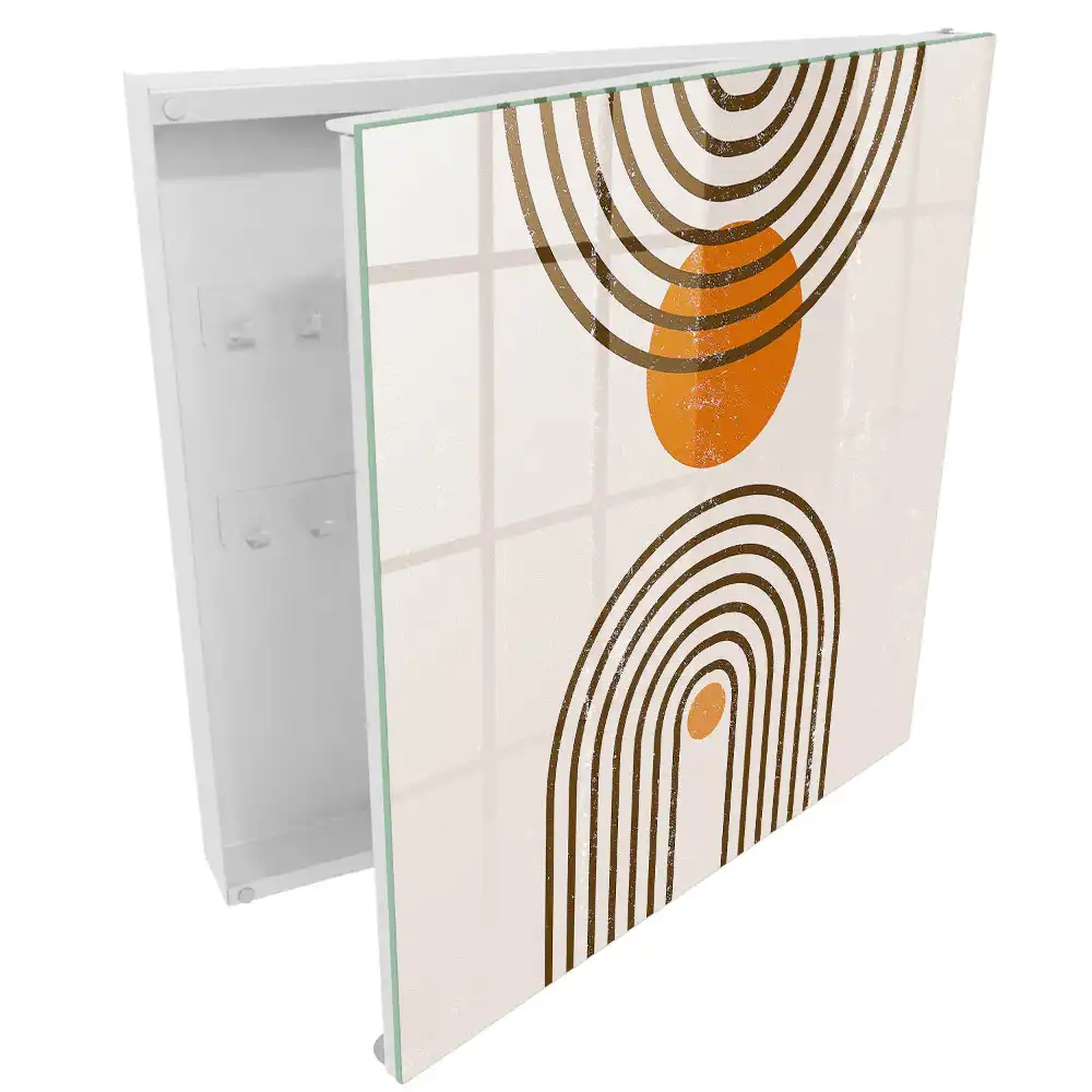 Armoire à clés motifs géométriques style rétro couleurs chaudes