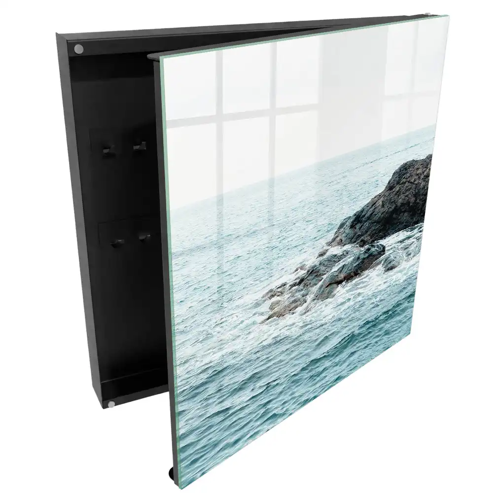 Armoire à clés paysage marin avec vagues et rochers