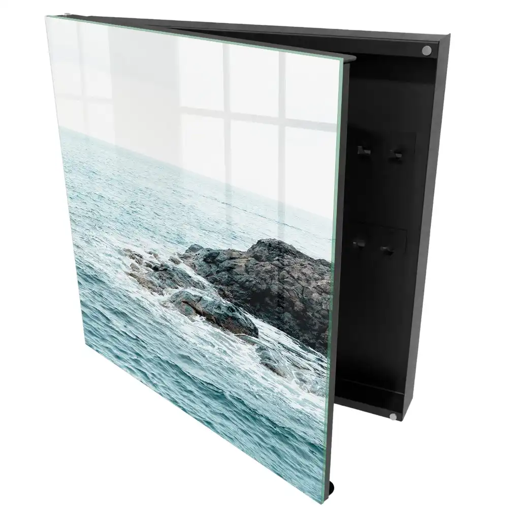 Armoire à clés paysage marin avec vagues et rochers