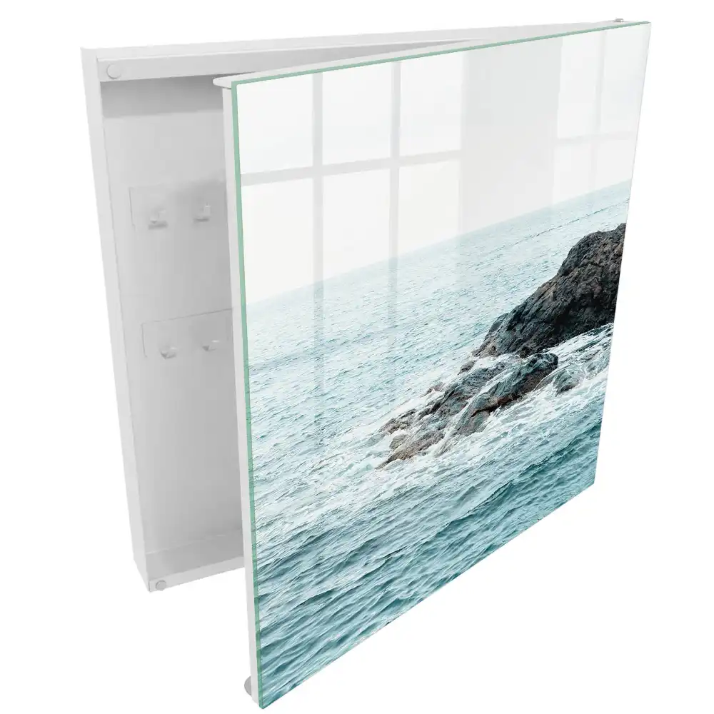 Armoire à clés paysage marin avec vagues et rochers