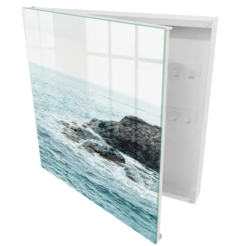 Armoire à clés paysage marin avec vagues et rochers
