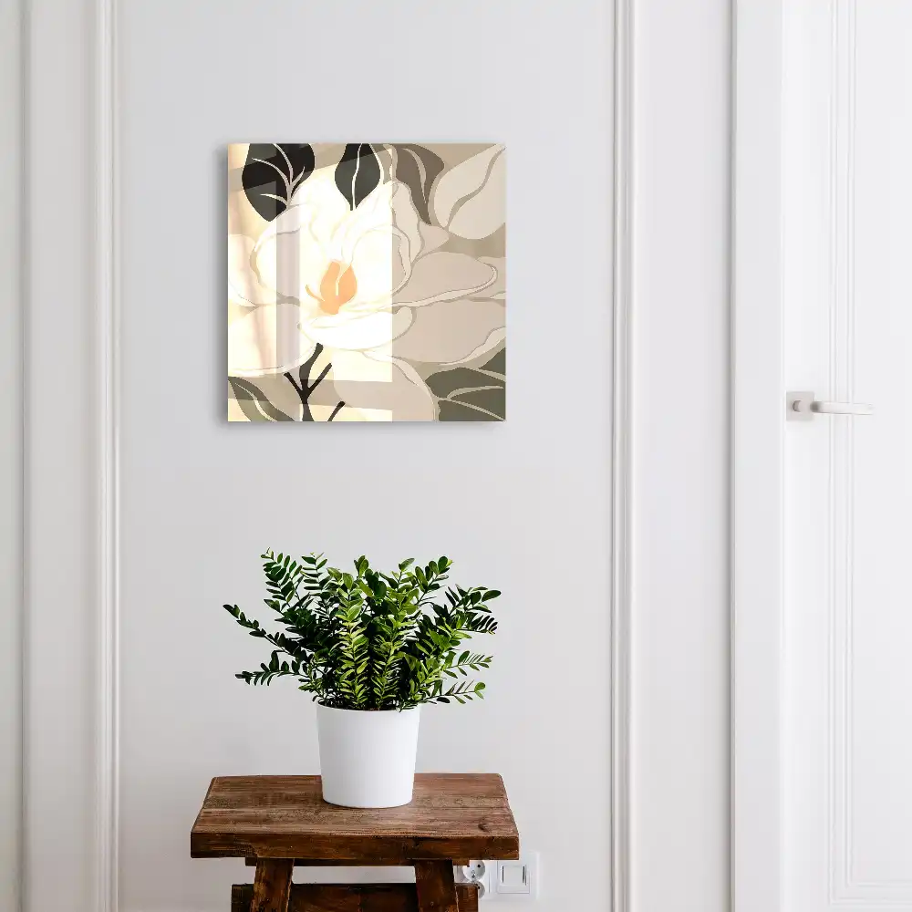Boîte à clés motif végétal à feuilles beiges et brunes