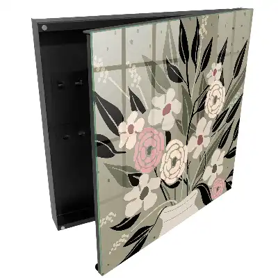 Armoire à clés fleurs délicates sur fond pastel