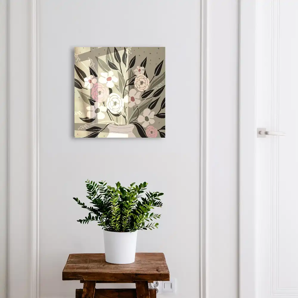 Armoire à clés fleurs délicates sur fond pastel