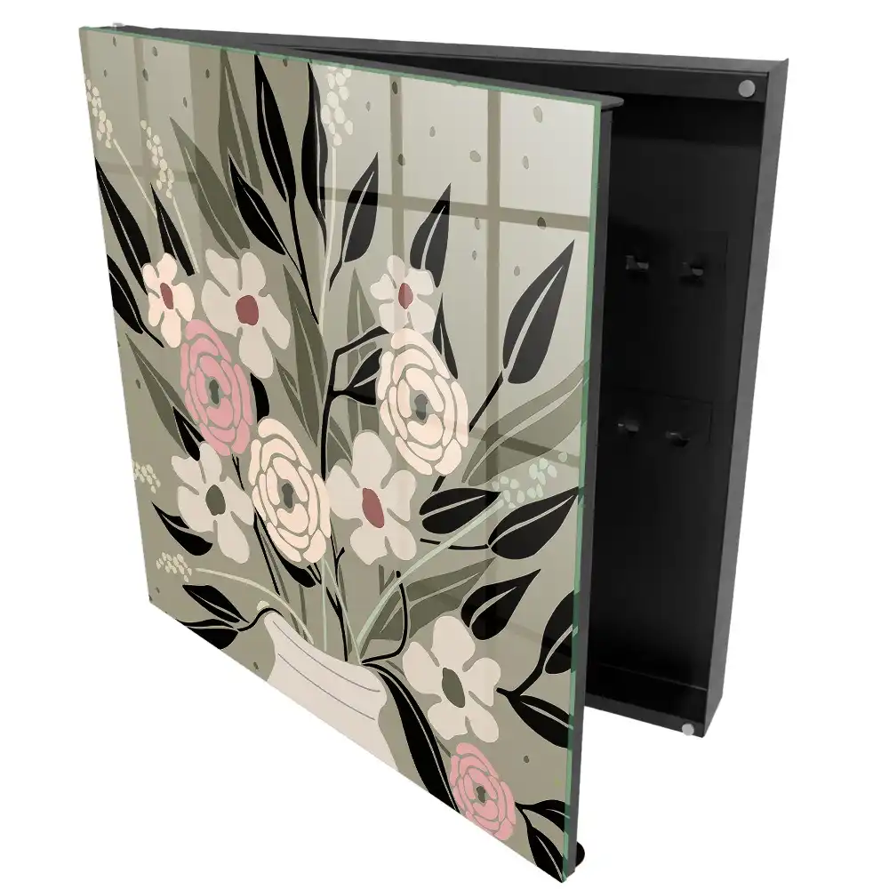 Armoire à clés fleurs délicates sur fond pastel