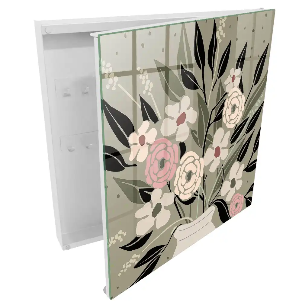 Armoire à clés fleurs délicates sur fond pastel