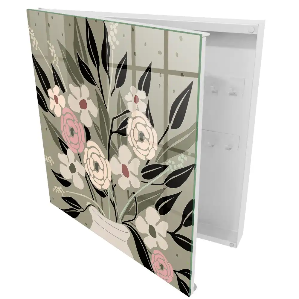 Armoire à clés fleurs délicates sur fond pastel
