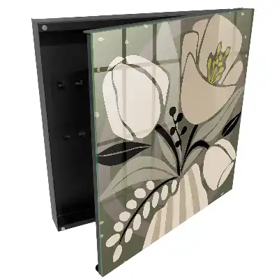 Boîte à clés murale motifs végétaux aux couleurs délicates