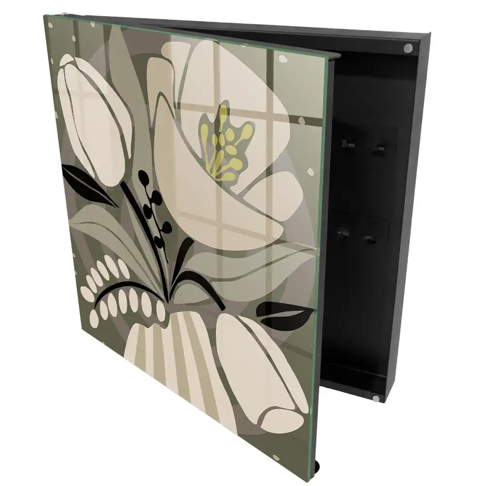 Boîte à clés murale motifs végétaux aux couleurs délicates