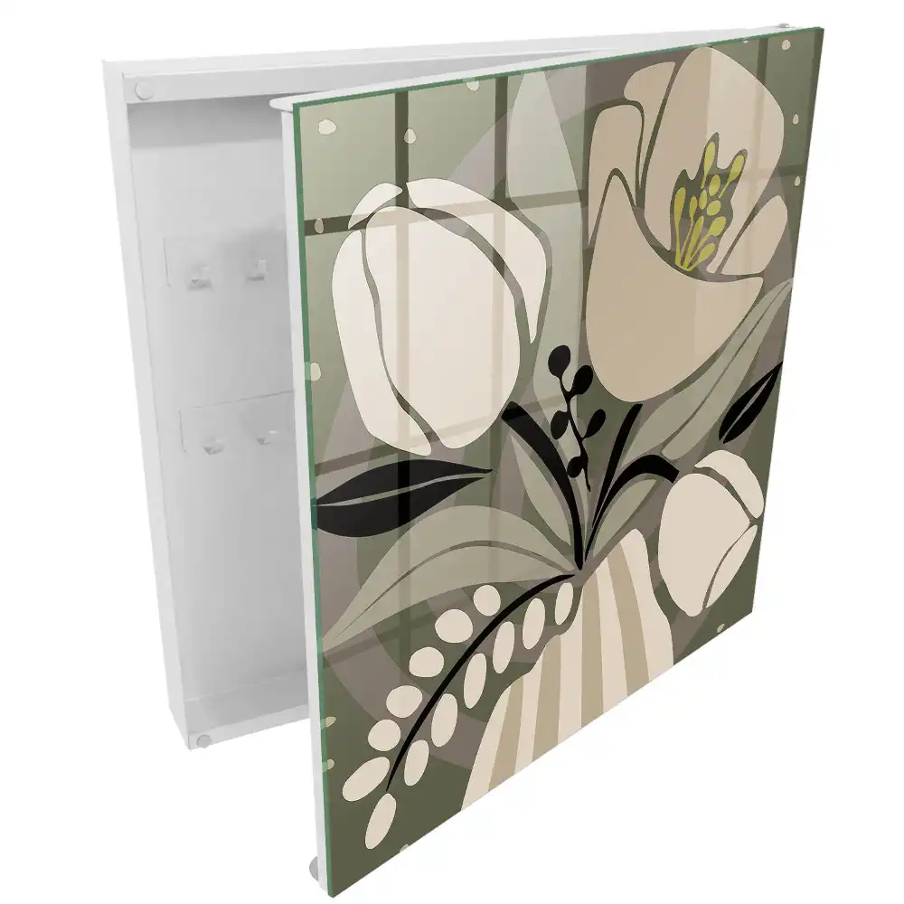 Boîte à clés murale motifs végétaux aux couleurs délicates