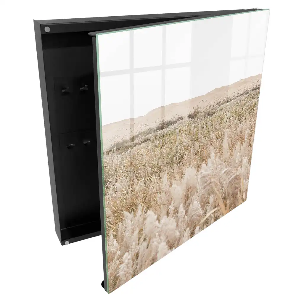 Boîte à clés murale herbe sur fond de dunes de sable minimaliste