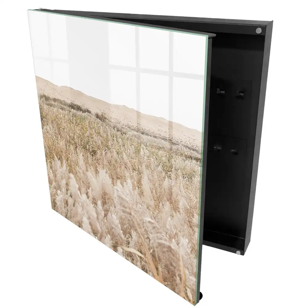 Boîte à clés murale herbe sur fond de dunes de sable minimaliste