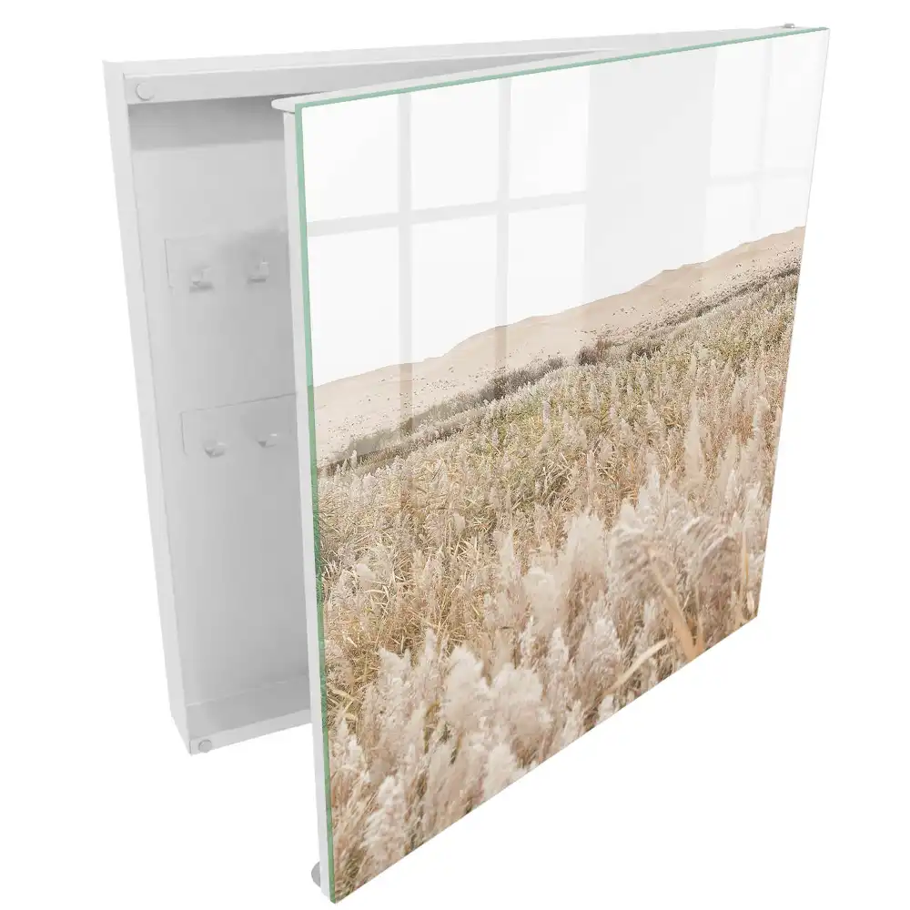 Boîte à clés murale herbe sur fond de dunes de sable minimaliste