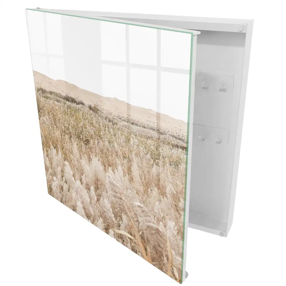 Boîte à clés murale herbe sur fond de dunes de sable minimaliste