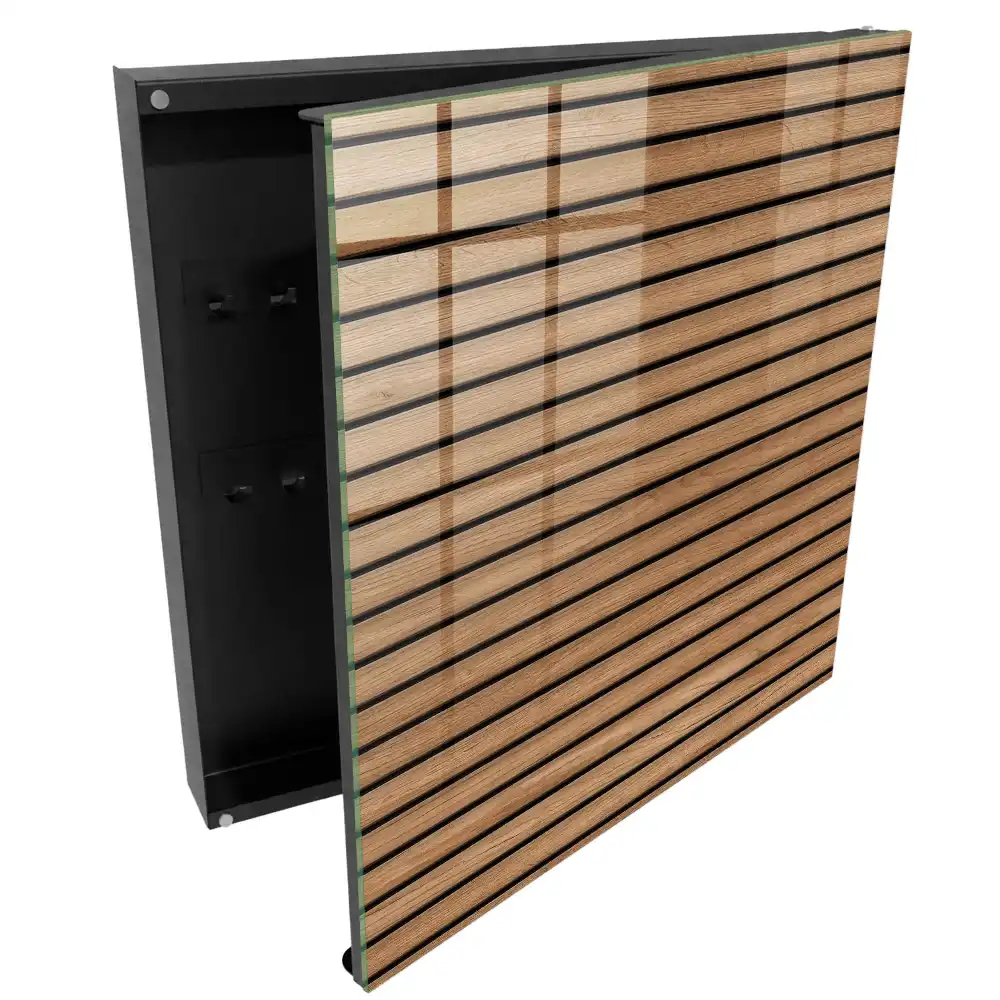 Boîte à clés panneaux horizontaux en bois aux tons naturels