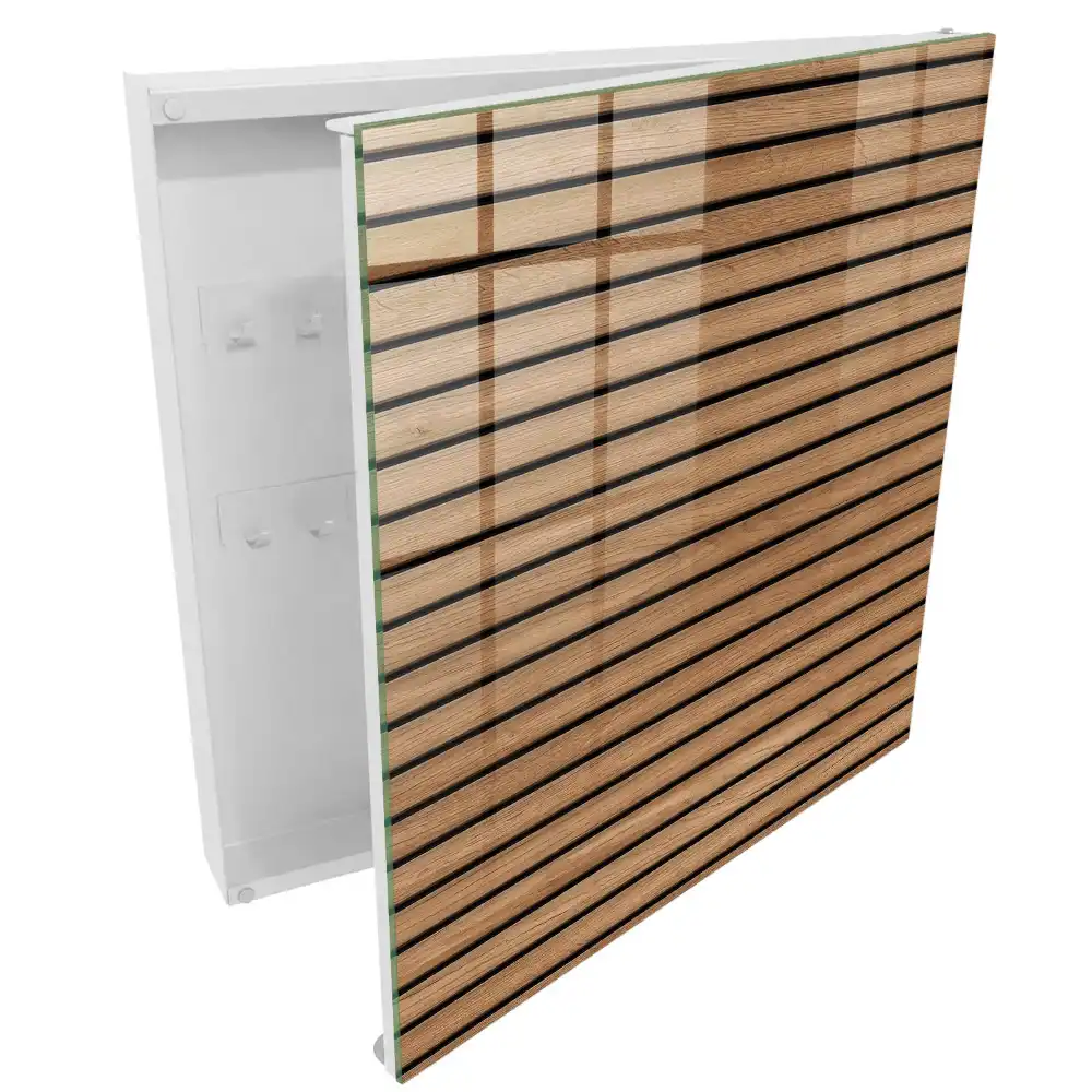 Boîte à clés panneaux horizontaux en bois aux tons naturels