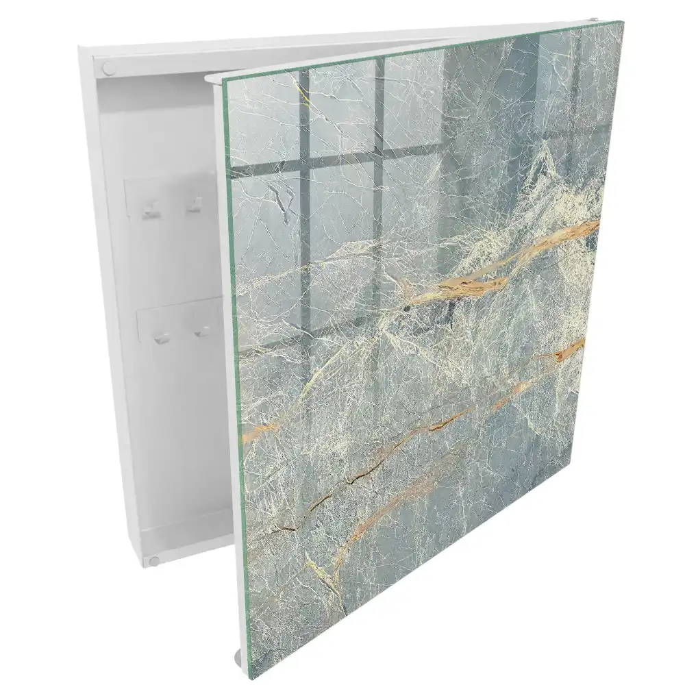 Boîte à clés murale texture élégante et grise avec des lignes brunes