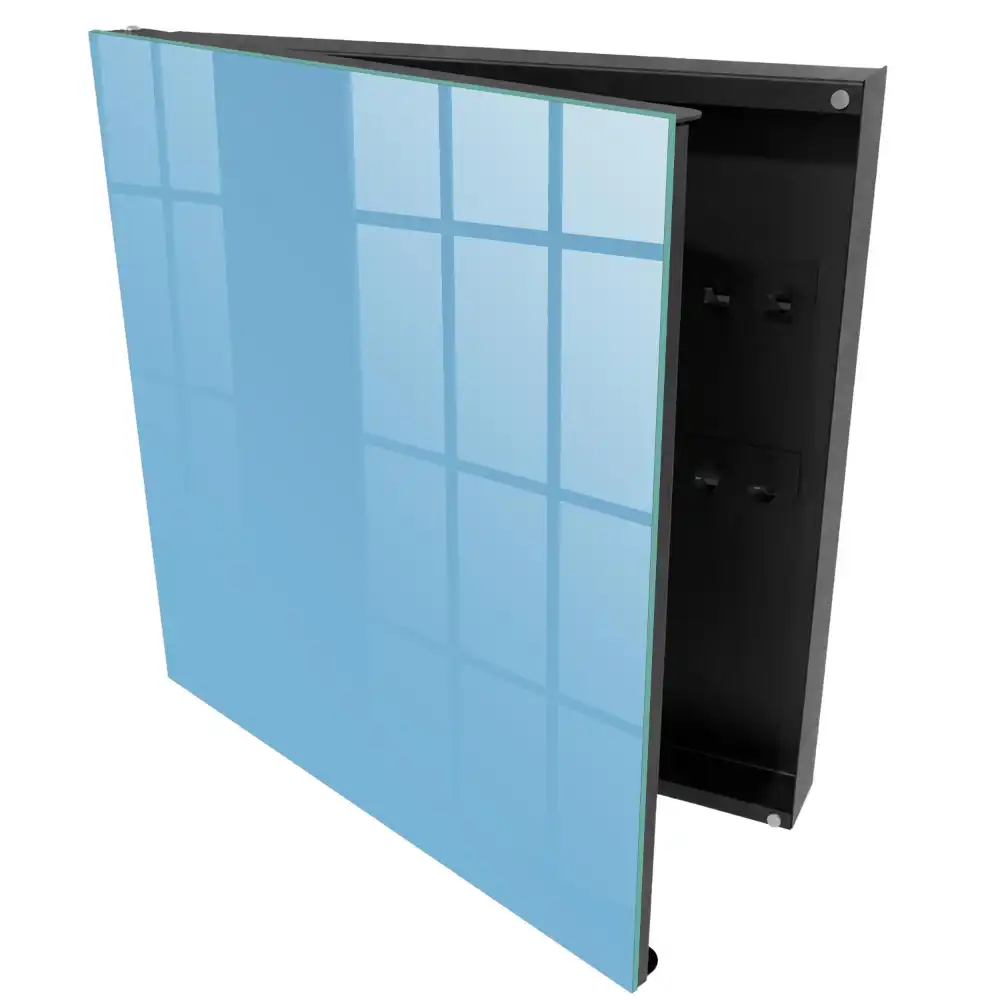 Armoire à clés fond bleu uni calme élégance