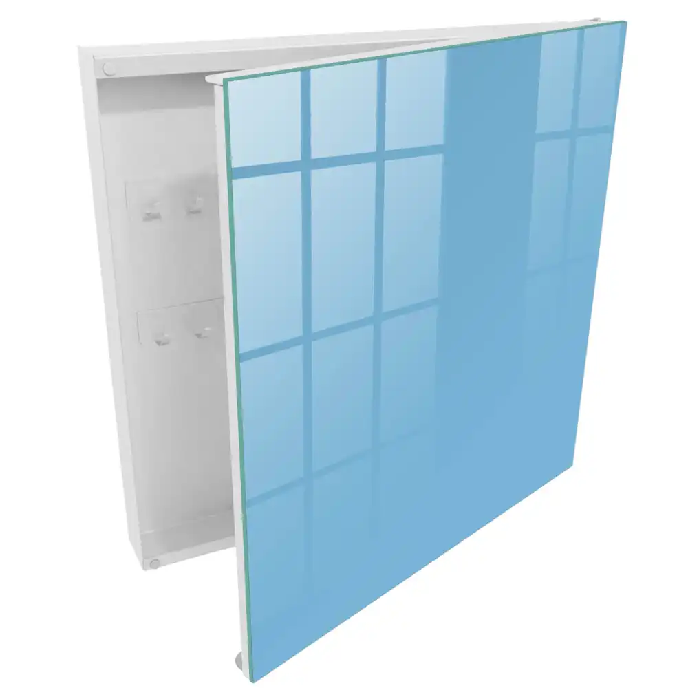 Armoire à clés fond bleu uni calme élégance