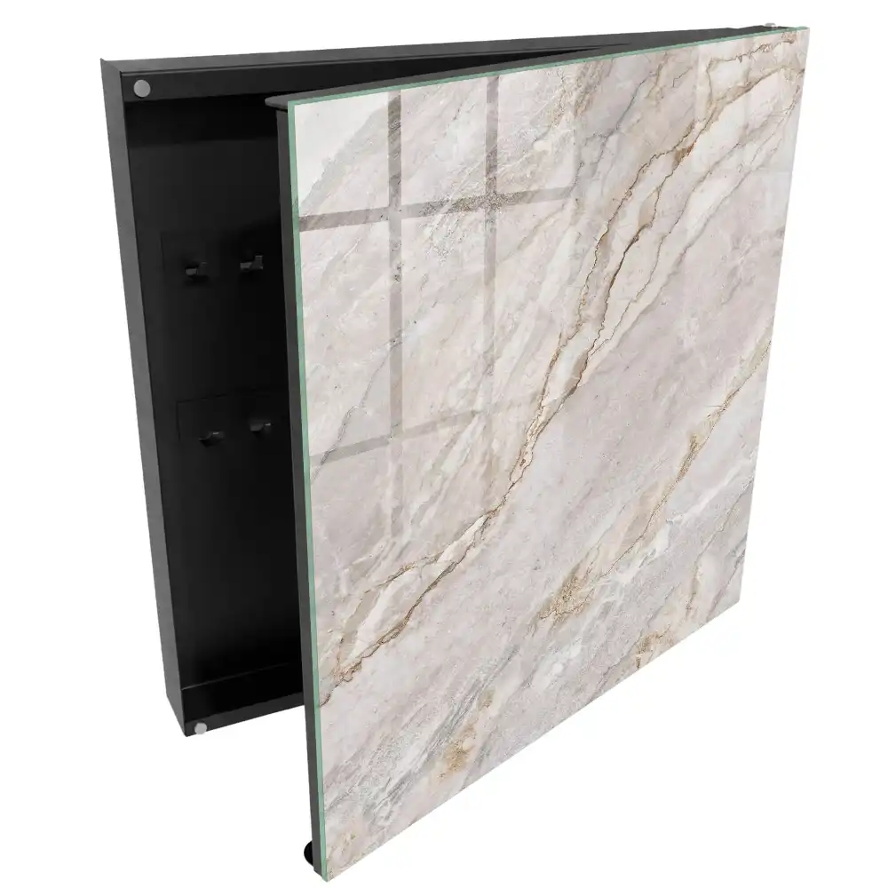 Armoire à clés texture marbrée rehaussée de nuances crème