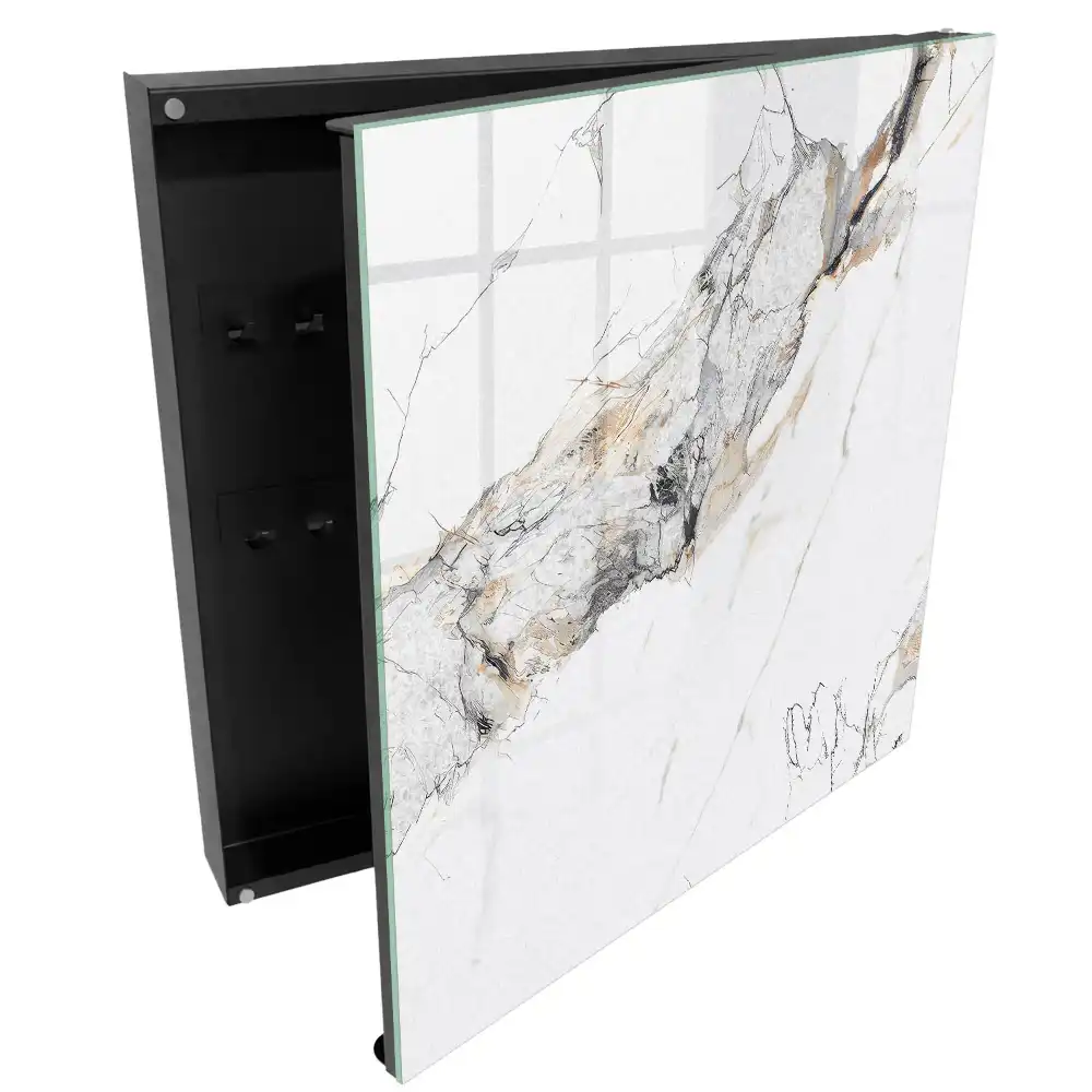 Armoire à clés veines beiges et grises sur fond blanc