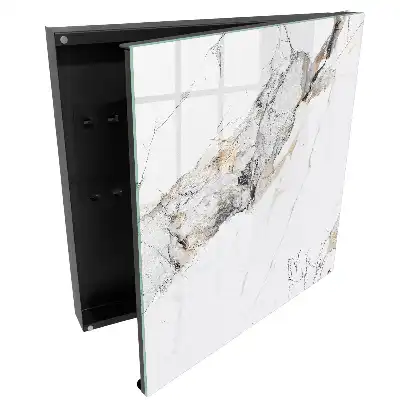 Armoire à clés veines beiges et grises sur fond blanc