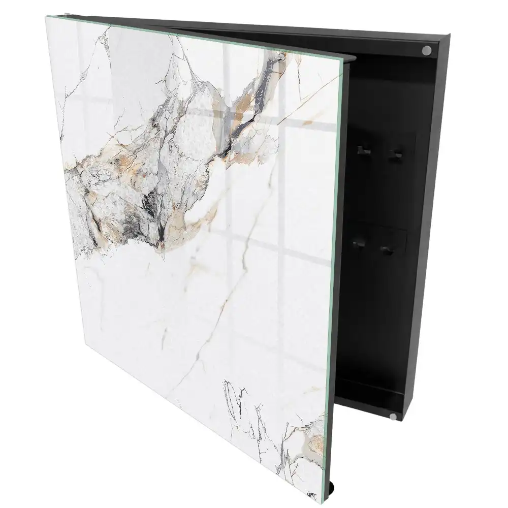 Armoire à clés veines beiges et grises sur fond blanc