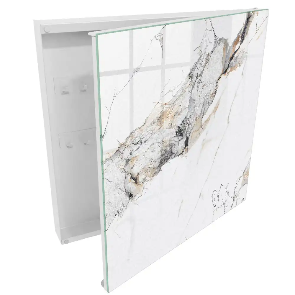 Armoire à clés veines beiges et grises sur fond blanc