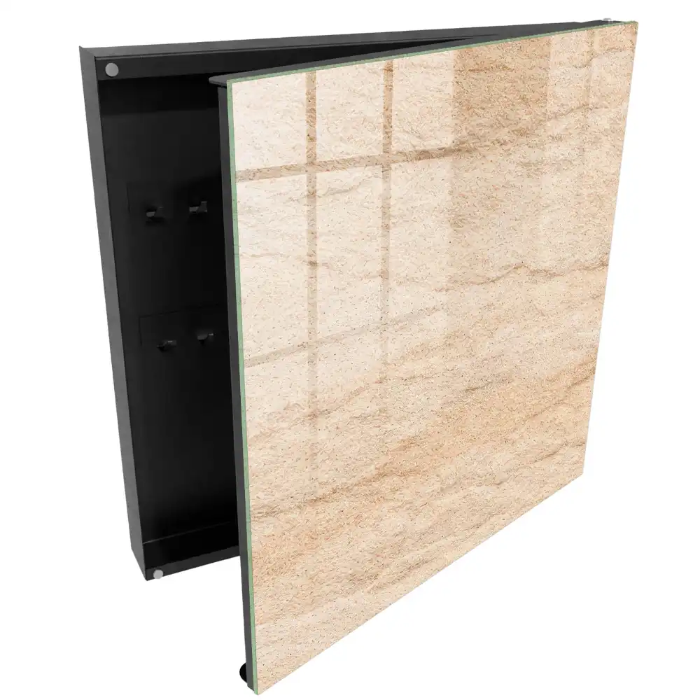 Boîte à clés murale vagues de pierre beige atmosphère naturelle