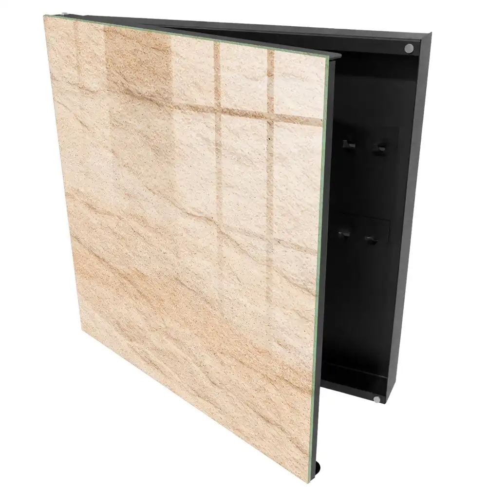 Boîte à clés murale vagues de pierre beige atmosphère naturelle