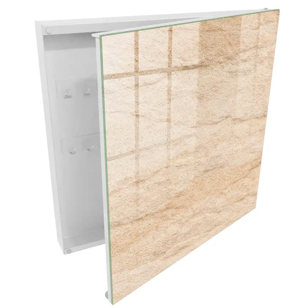 Boîte à clés murale vagues de pierre beige atmosphère naturelle