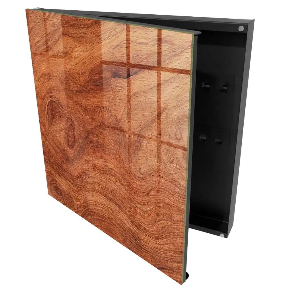 Boîte à clés murale structures en bois naturel et brun chaud