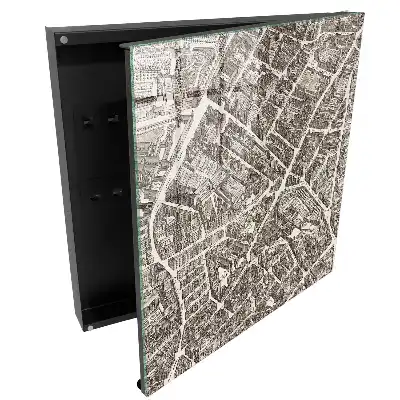 Boîte à clés murale plan de ville détaillé dans un style classique