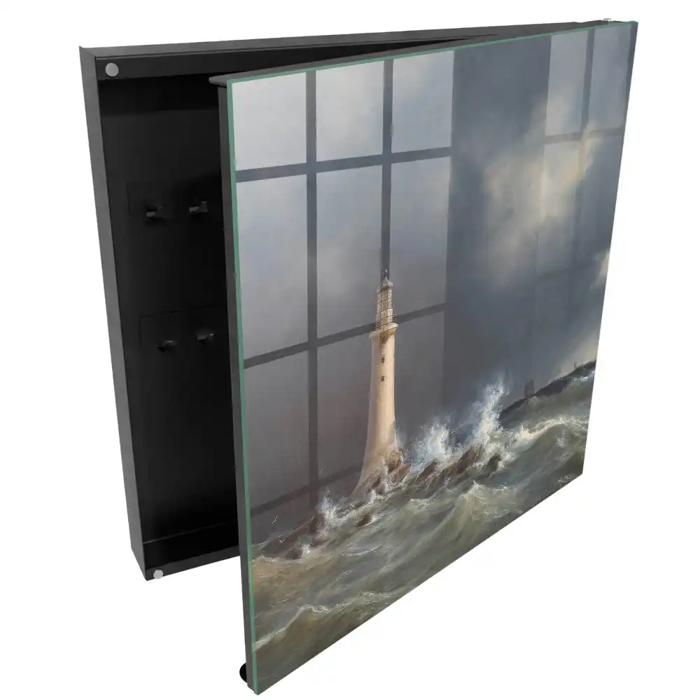 Armoire à clés un phare dans un cadre orageux