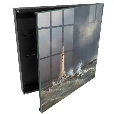 Armoire à clés un phare dans un cadre orageux